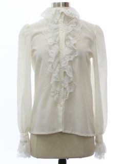 1970's Womens Edwardian Style Ruffled Front Shirt