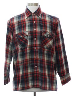 1980's Mens Grunge Wool Blend Flannel Shirt