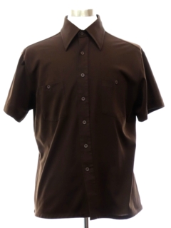 1970's Mens Dark Brown Mod Knit Shirt