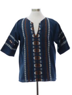 1970's Unisex Mens Guatemalan Style Tunic Shirt