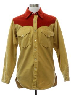 1970's Mens Heavy Cotton Chamois Cloth Flannel Western Shirt