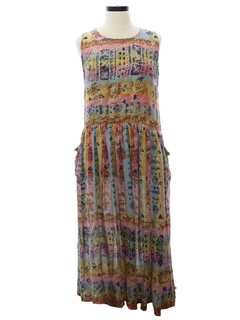 1990's Womens Rayon Hippie Style Dress