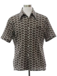 1970's Mens Joel Print Disco Style Knit Sport Shirt