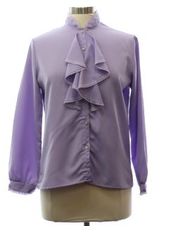 1970's Womens Ruffled Front Secretary Shirt