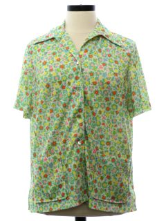 1970's Womens Mod Floral Brady Bunch Or Waitress Style Shirt