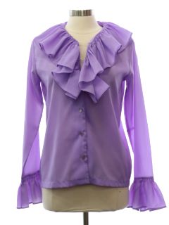 1970's Womens Ruffled Front Hippie Shirt