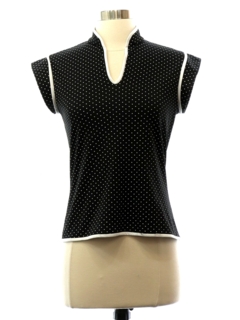 1970's Womens Tiny Polka Dot Print Shirt