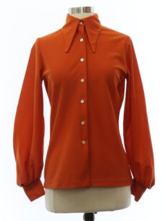1960's Womens Mod Knit Peacock Revolution Style Shirt