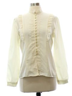 1970's Womens Ruffled Lace Prairie Shirt