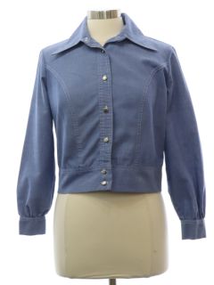 1970's Womens Mod Chambray Snap Front Jacket