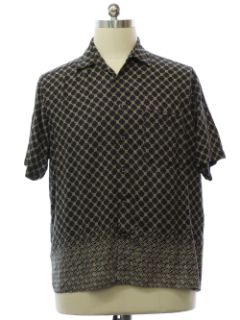 1990's Mens Graphic Print Rayon Sport Shirt