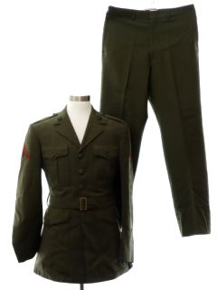 1980's Mens Wool Army Uniform Suit