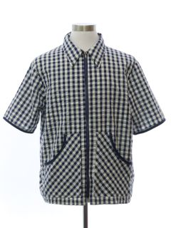 1960's Mens Mod Resort Wear Style Zip Front Sport Shirt