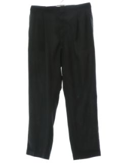 1950's Mens Mod Black Rayon Blend Pleated Slacks Pants