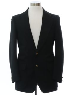 1970's Mens Black Disco Blazer Sport Coat Jacket