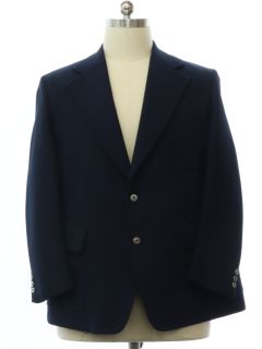 1970's Mens Midnight Blue Disco Blazer Sport Coat Jacket