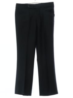 1970's Mens Black Flared Mod Leisure Pants