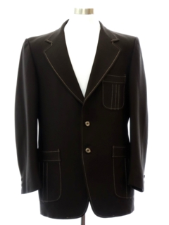 1970's Mens Dark Brown Disco Blazer Style Sport Coat Jacket