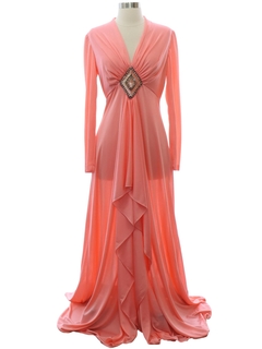 1970's Womens Prom Or Cocktail Maxi Dress