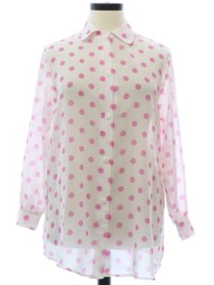1980's Womens Totally 80s Oversized Sheer Polka Dot Shirt