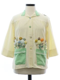 1970's Womens 3d Embellished Hippie Shirt Jacket