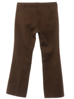 1970's Mens Dark Brown Levis Sta-Prest Flared Jeans-cut Work Pants