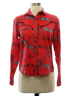 1980's Womens Southwestern Style Western Shirt