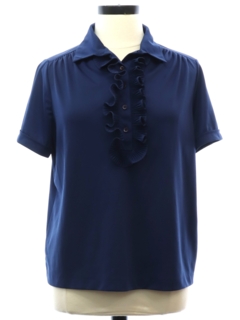 1970's Womens Ruffled Front Secretary Shirt