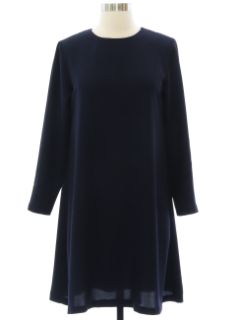 1980's Womens Midnight Blue A-Line Dress