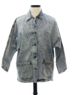 Sky Blue Elastic Hemline Acid Wash Denim Jacket, Sky Blue / XL