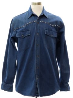 1990's Mens Rodeo Style Denim Western Shirt