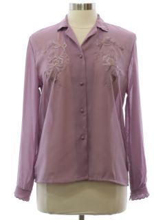 1980's Womens Embroidered Secretary Shirt