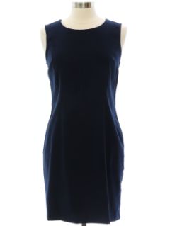 1990's Womens Dark Blue Velveteen Sheath Dress