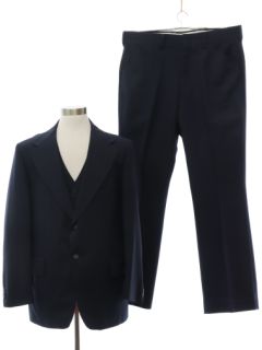 1970's Mens Dark Blue Three Piece Disco Suit