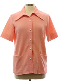 1960's Womens Mod Knit Brady Bunch or Waitress Style Shirt