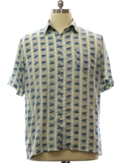 1970's Mens Print Disco Style Cotton Blend Mod Sport Shirt