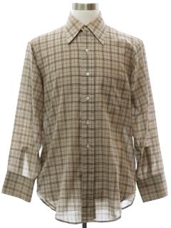 1970's Mens Cotton Blend Print Disco Style Shirt