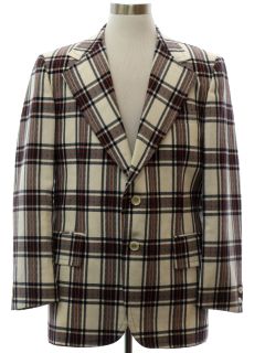 1970's Mens Plaid Disco Blazer Sport Coat Jacket