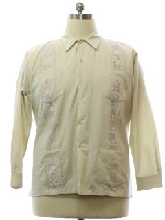 1990's Mens Embroidered Guayabera Shirt