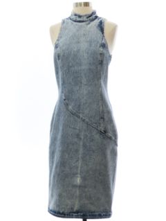 1980's Womens Acid Washed Denim Dress