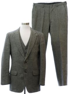 1980's Mens Three Piece Wool Suit