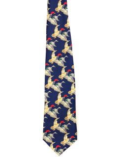 1990's Mens Rene Chagal Designer Silk Duck Hunting Necktie