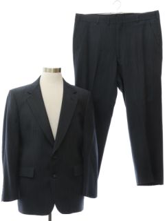 1980's Mens Totally 80s Charcoal Pinstriped Suit