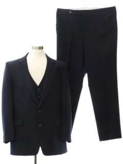 1970's Mens Midnight Blue Three Piece Disco Suit