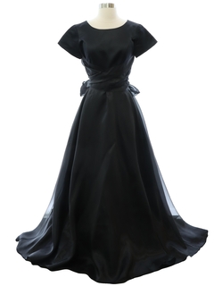 1990's Womens Frenze Black Prom Or Cocktail Maxi Dress