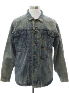 1990's Mens Grunge Acid Washed Denim Shirt Jacket