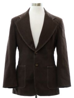1970's Mens Superfly Dark Brown Disco Blazer Style Sport Coat Jacket