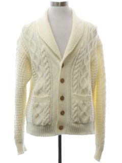 1980's Mens Fisherman Style Style Cardigan Sweater