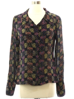 1960's Womens Mod Print Disco Semi Sheer Shirt