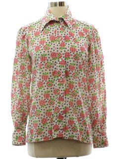 1960's Womens Mod Apple Print Hippie Shirt